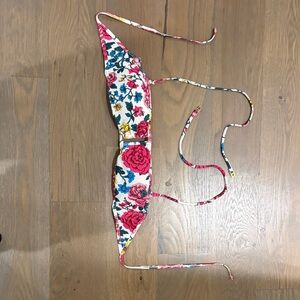 Floral Bikini Top with Pink and Blue Accents